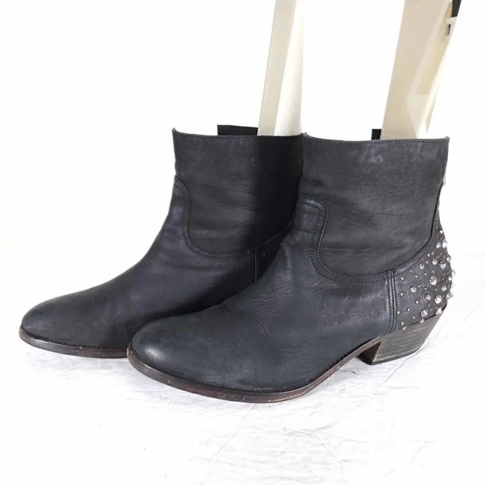 ZADIG & VOLTAIRE Women’s EU40 US 9-9,5 Black Leather Studded Ankle Boots
